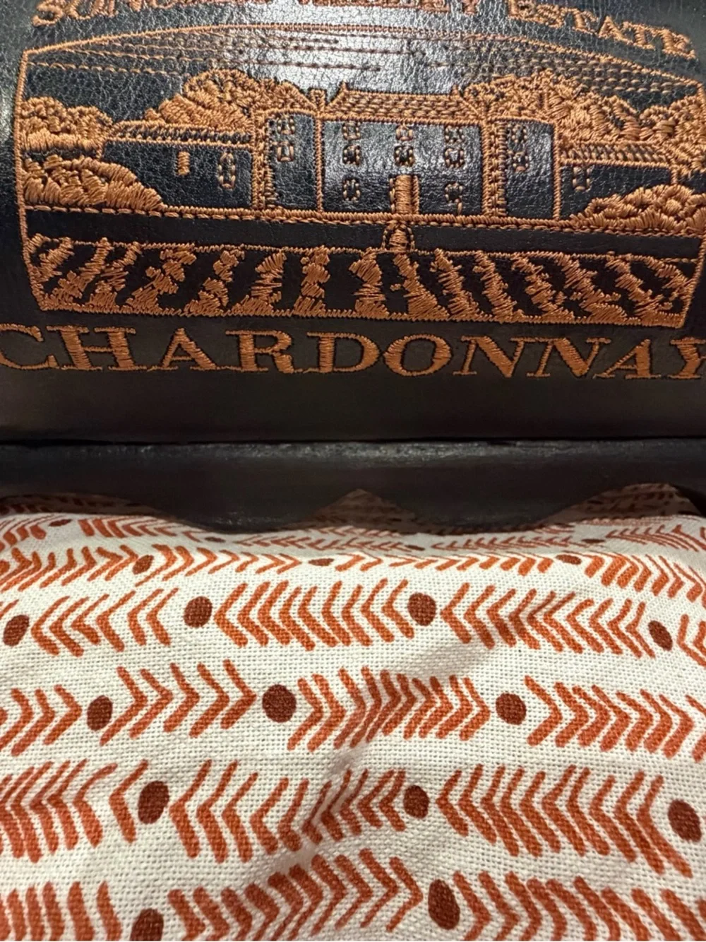 Sonoma Valley Estate Black Leather Decorative Box with Gold Print